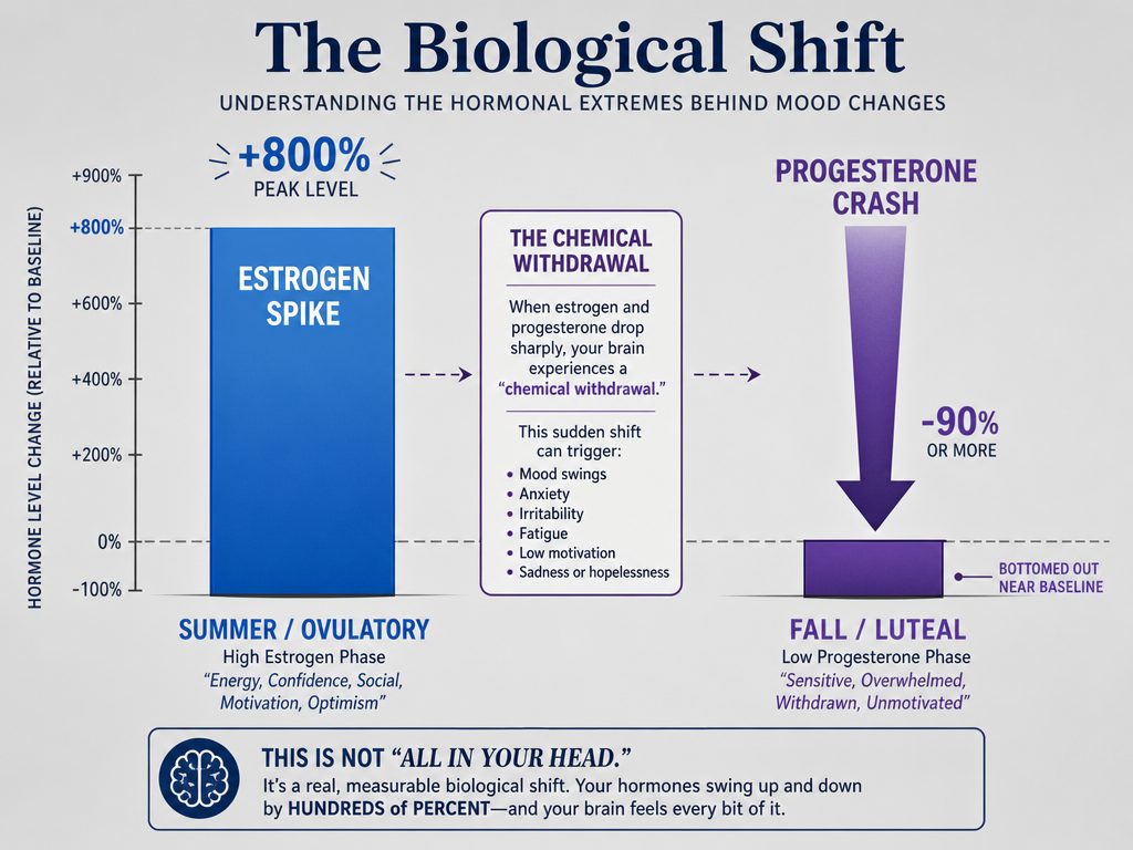 A gift and support matrix for partners showing recommended actions and gift types for each phase of the menstrual cycle.