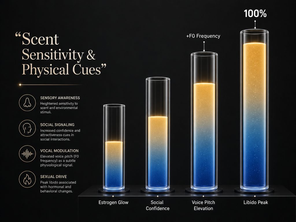 Subtle cues such as skin clarity, a slight rise in voice pitch, and a surge in libido are biologically driven shifts often observable during the ovulatory phase.