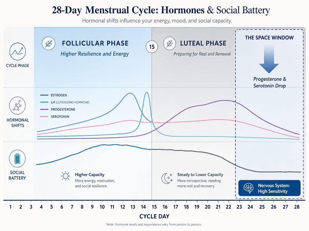 Understanding the biological timeline helps partners recognize that the 'Space Window' is a recurring hormonal phase rather than a personal relationship shift.