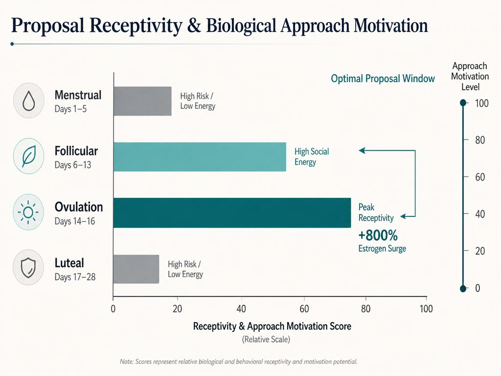 Understanding the biological 'Golden Window' allows you to time your proposal when estrogen and social energy are at their natural peak for the most enthusiastic response.